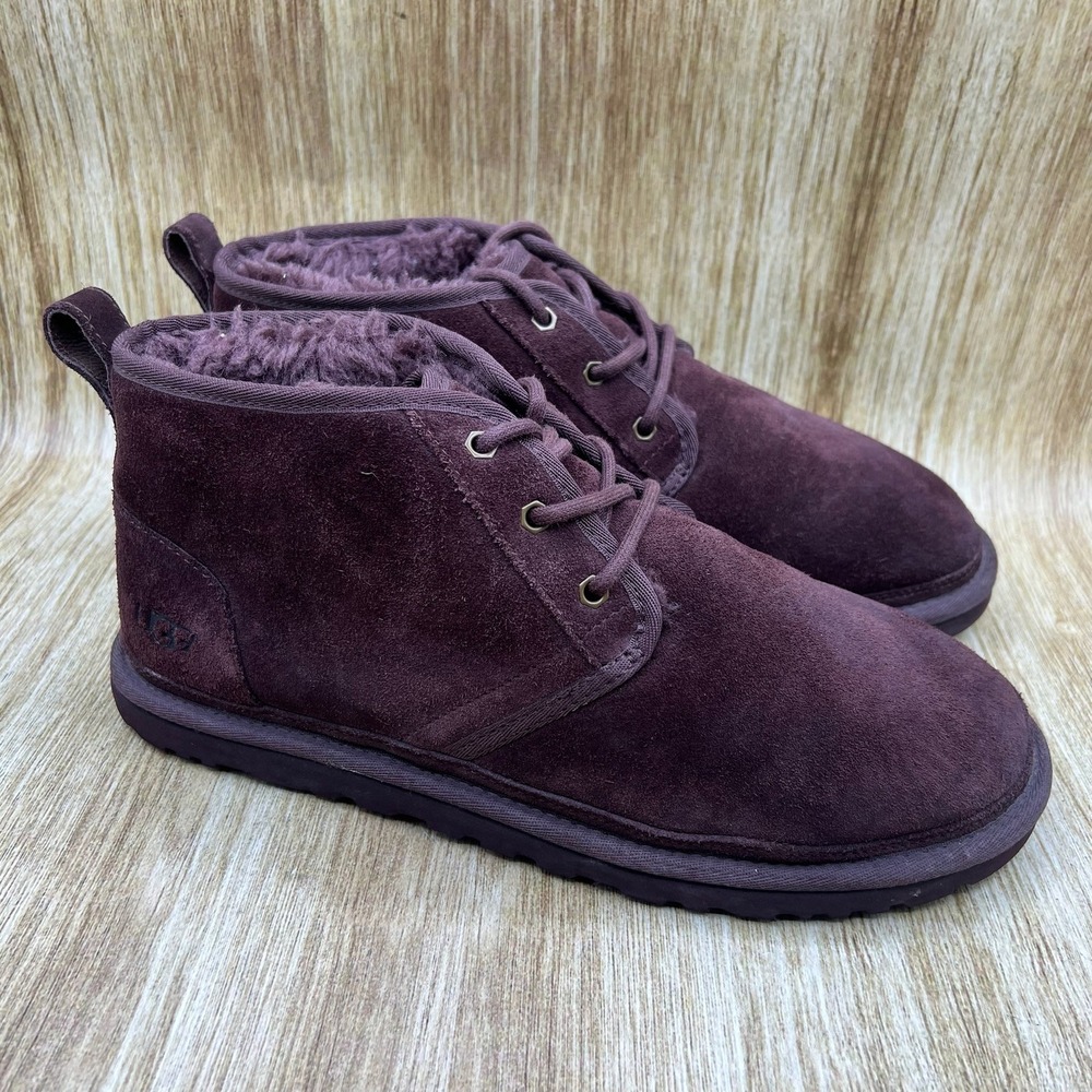 UGG Neumel Chukka Boots Men's‎ Size 10 Dark Brown Suede Fur Lined Shoes 3236